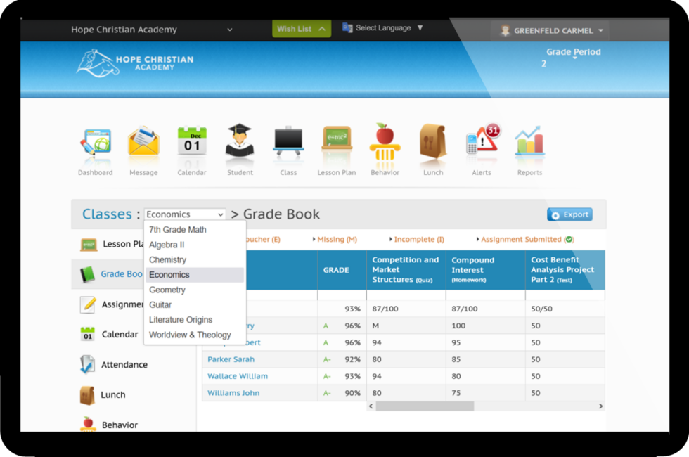 Online Gradebook Software For Teachers | Student Grading System